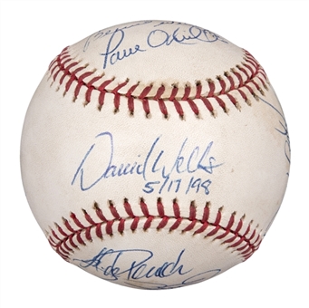1998 David Wells Multi-Signed OAL Baseball With 10 Signatures Including Wells, Jeter, Strawberry & ONeill From Perfect Game on 5/17/98 (PSA/DNA) 